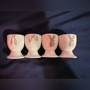 Rae Dunn Easter Egg Holders Cups Bunny Rabbit Ears Spring Set of 4 Decor Country
